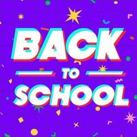 Back to school banner trendy typography on memphis background vector