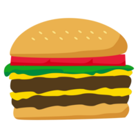 Cartoon tasty hamburger with cheese and sesame seeds png