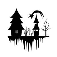 Enter the realm of fright with Halloween haunted house icon a spine-tingling addition to your spooky designs vector