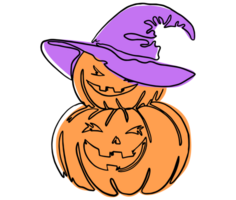 Minimal style pumpkin in hand drawing  isolated on transparent PNG for halloween and Thanksgiving