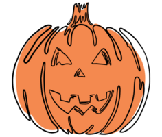 Minimal style pumpkin in hand drawing  isolated on transparent PNG  for halloween and Thanksgiving