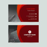 Red simple business card template vector