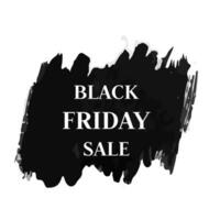 Black friday sale banner. White text on dark grunge brush stroke. Vector illustration