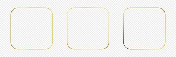 Gold glowing rounded square frame vector