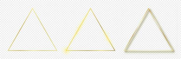 Gold glowing triangle frame vector