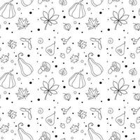 Autumn seamless pattern in simple doodle style. Simple Vector illustration