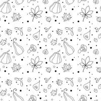 Autumn seamless pattern in simple doodle style. Simple Vector illustration