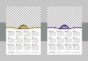 Calendar 2024 with simple and modern template design, 2024 Calendar Template, editable vector