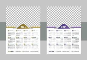 Calendar 2024 with simple and modern template design, 2024 Calendar Template, editable vector