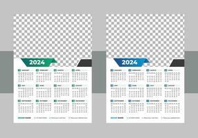 calendario 2024 con sencillo y moderno diseño, 2024 calendario plantilla, editable vector
