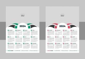 Calendar 2024 week start Monday corporate set design template vector