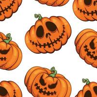 Víspera de Todos los Santos modelo diseño, de miedo calabaza mal antecedentes. escalofriante Víspera de Todos los Santos antecedentes con calabazas con de miedo caras, mal calabazas antecedentes vector