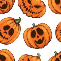Halloween Pattern design, Scary Pumpkin Evil Background. Spooky Halloween Background with Pumpkins with Scary Faces, Evil Pumpkins Background vector