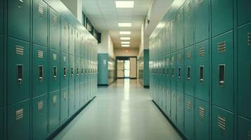 Generative AI, Row of high school lockers in the hallway, locker room photo