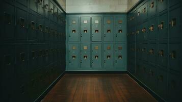 Generative AI, Row of high school lockers in the hallway, locker room photo