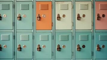 Generative AI, Row of high school lockers in the hallway, locker room photo