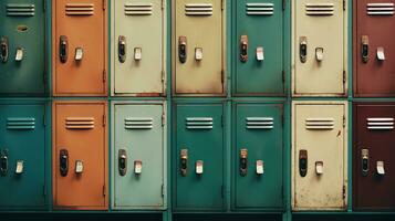 Generative AI, Row of high school lockers in the hallway, locker room photo