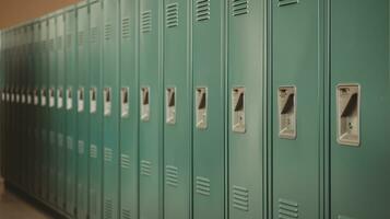 Generative AI, Row of high school lockers in the hallway, locker room photo