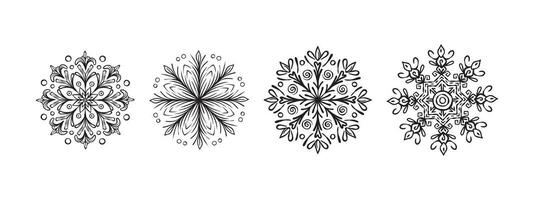 Snowflakes set. Hand Drawn snowflakes. Snowflake sketch. Vector scalable graphics