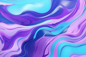 Liquid paint texture. Abstract background of colored floating liquid in violet turquoise blue pastel colors. Paint flows smoothly into each other, mixing in beautiful patterns. AI generated photo