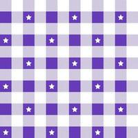 Purple plaid pattern with star background. plaid pattern background. plaid background. Seamless pattern. for backdrop, decoration, gift wrapping, gingham tablecloth, blanket, tartan. vector