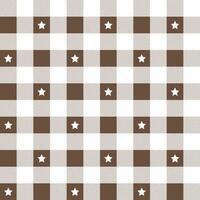 Brown plaid pattern with star background. plaid pattern background. plaid background. Seamless pattern. for backdrop, decoration, gift wrapping, gingham tablecloth, blanket, tartan. vector