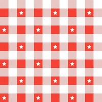 Red plaid pattern with star background. plaid pattern background. plaid background. Seamless pattern. for backdrop, decoration, gift wrapping, gingham tablecloth, blanket, tartan. vector
