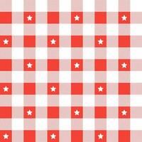 Red plaid pattern with star background. plaid pattern background. plaid background. Seamless pattern. for backdrop, decoration, gift wrapping, gingham tablecloth, blanket, tartan. vector