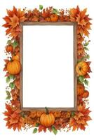 frame with pumpkins and autumn leaves graphics for thanksgiving day photo