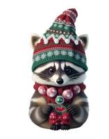 raccoon in winter hat christmas graphic photo