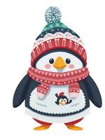 Navidad pingüino en un rojo invierno sombrero en un blanco antecedentes foto