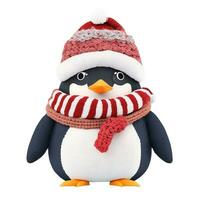 Navidad pingüino en un rojo invierno sombrero en un blanco antecedentes foto