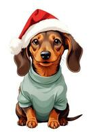 dachshund in santa hat isolated christmas artwork photo