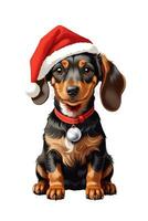 dachshund in santa hat isolated christmas artwork photo