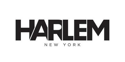 Harlem, New York, USA typography slogan design. America logo with graphic city lettering for print and web. vector