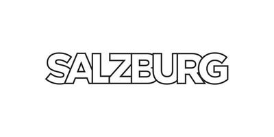 Salzburg in the Austria emblem. The design features a geometric style, vector illustration with bold typography in a modern font. The graphic slogan lettering.