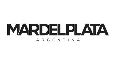 Mar del Plata in the Argentina emblem. The design features a geometric style, vector illustration with bold typography in a modern font. The graphic slogan lettering.