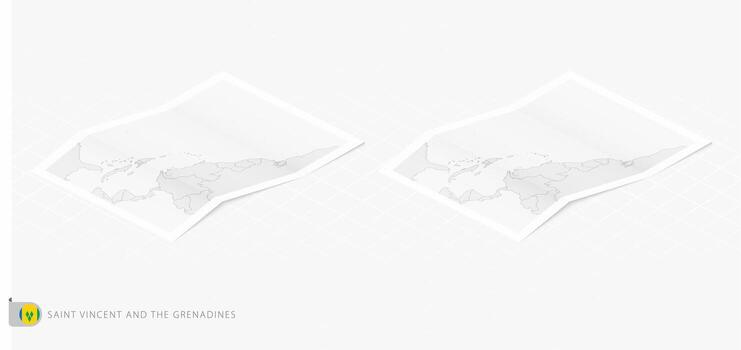 Set of two realistic map of Saint Vincent and the Grenadines with shadow. The flag and map of Saint Vincent and the Grenadines in isometric style. vector