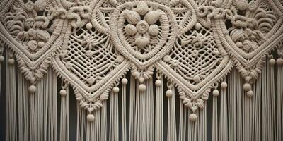 Generative AI, Close-up of hand made macrame texture photo