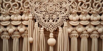 Generative AI, Close-up of hand made macrame texture photo