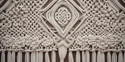 Generative AI, Close-up of hand made macrame texture photo