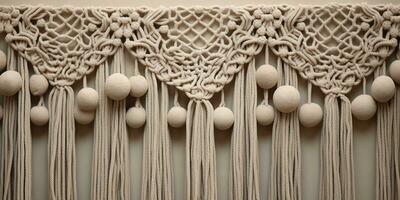 Generative AI, Close-up of hand made macrame texture photo