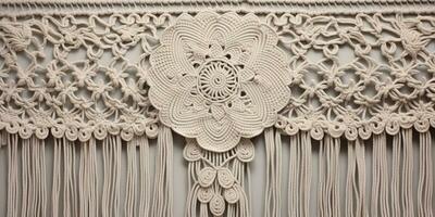 Generative AI, Close-up of hand made macrame texture photo