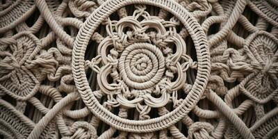 Generative AI, Close-up of hand made macrame texture photo