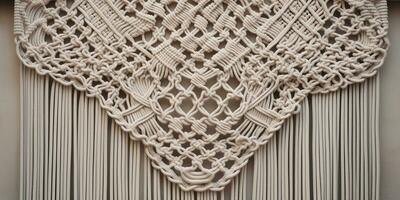 Generative AI, Close-up of hand made macrame texture photo