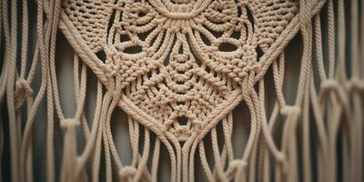 Generative AI, Close-up of hand made macrame texture photo