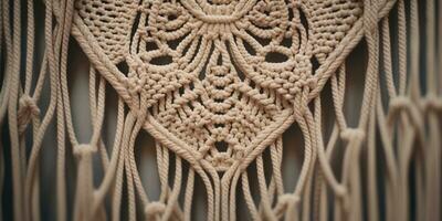 Generative AI, Close-up of hand made macrame texture photo