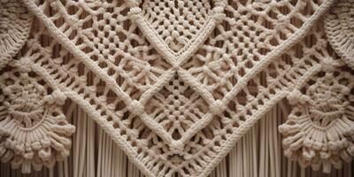 Generative AI, Close-up of hand made macrame texture photo