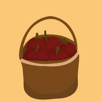 Red Apples in a Basket Vector Illustration