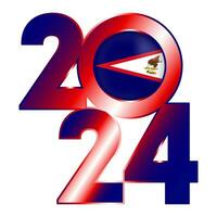 contento nuevo año 2024 bandera con americano Samoa bandera adentro. vector ilustración.